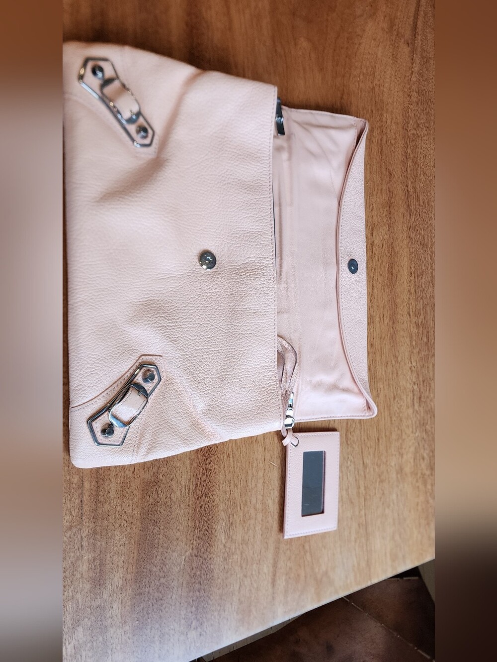 Balenciaga Metallic Edge Classic Envelope Bag Clutch - Pale Pink/Peach - Picture 7 of 16
